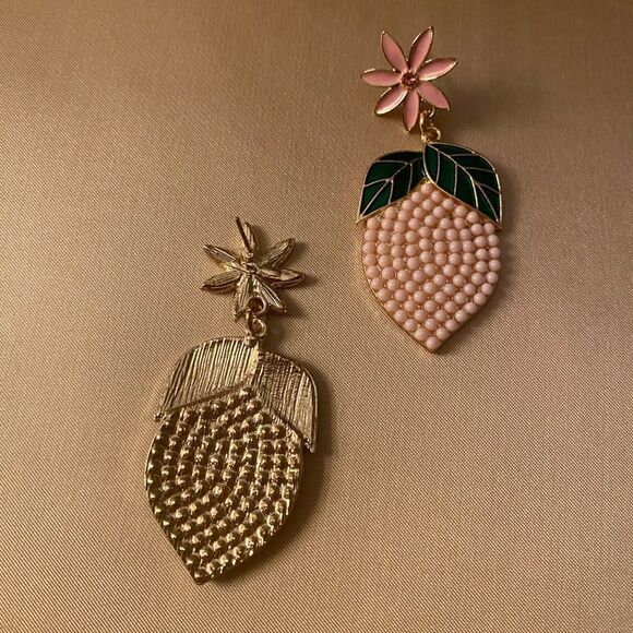 Bohemian pink lemon earrings M89 - Picture 5 of 5